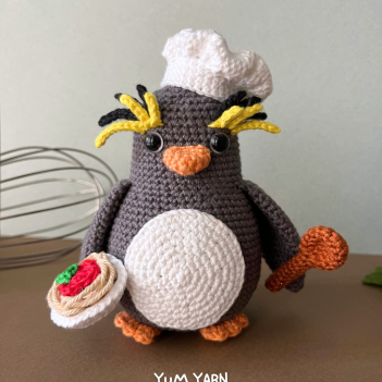 Giuseppe Macaroni the Penguin amigurumi pattern by Yum Yarn