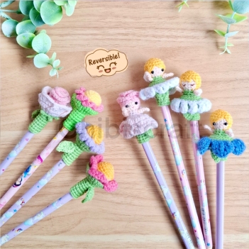 Reversible Flower Pencil Topper amigurumi pattern by Chibiscraft