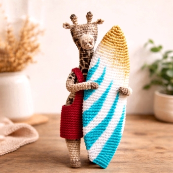 Giraffe with Surfboard amigurumi pattern by Crochery