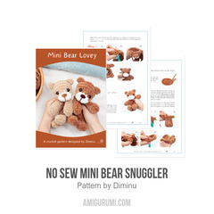 No sew mini bear snuggler amigurumi pattern by Diminu