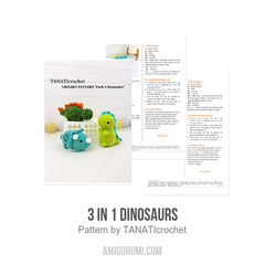 3 in 1 Dinosaurs amigurumi pattern by TANATIcrochet
