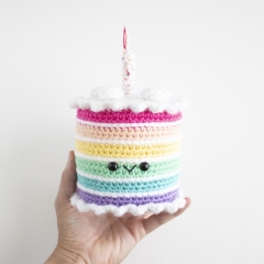 Rainbow Birthday Cake amigurumi pattern by A Menagerie of Stitches