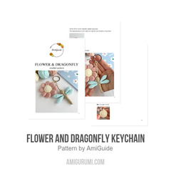 Flower and dragonfly keychain amigurumi pattern by AmiGuide