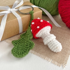 Mushroom with leaf keychain charm amigurumi by AmiGuide