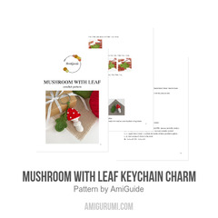Mushroom with leaf keychain charm amigurumi pattern by AmiGuide
