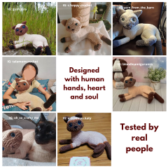 Sunny The Siamese Cat Low-Sew amigurumi pattern by StuffTheBody