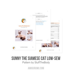 Sunny The Siamese Cat Low-Sew amigurumi pattern by StuffTheBody