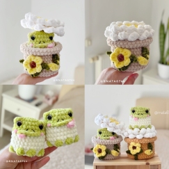 Crochet Flower Pot with Frog 