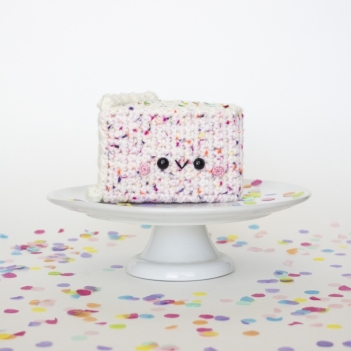 Sprinkles the Funfetti Cake Slice amigurumi pattern by A Menagerie of Stitches
