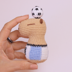 Soccer capybara amigurumi pattern by yarnacadabra