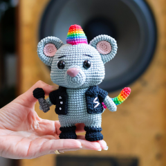 Rocky, the Punk Rock Mouse amigurumi pattern by Crocheniacs