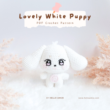 Lovely White Puppy Crochet Pattern amigurumi pattern by Hello Amijo