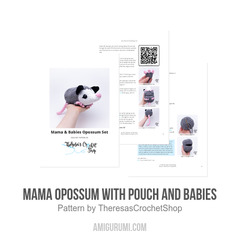 Mama Opossum with Pouch and Babies amigurumi pattern by Theresas Crochet Shop