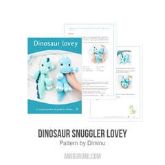 Dinosaur snuggler lovey amigurumi pattern by Diminu