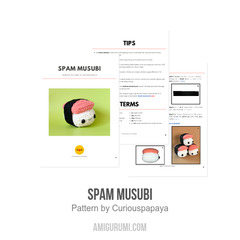 Spam Musubi amigurumi pattern by Curiouspapaya