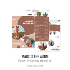 Marcus the worm amigurumi pattern by Cosmos.crochet.qc