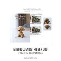 Mini Golden Retriever Dog amigurumi pattern by apinchofcotton