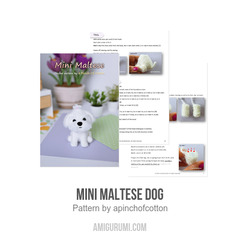 Mini Maltese Dog amigurumi pattern by apinchofcotton