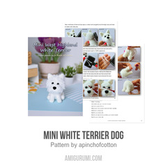 Mini White Terrier Dog amigurumi pattern by apinchofcotton