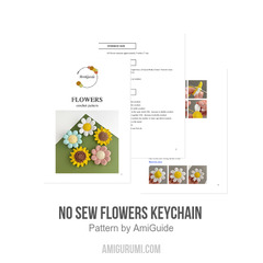 No sew Flowers keychain amigurumi pattern by AmiGuide