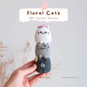 Floral Cats Crochet Pattern amigurumi pattern by Hello Amijo