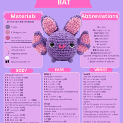 Cute Bat amigurumi pattern by unknown