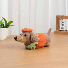 Dachshund Pumpkin Sweater Hat amigurumi pattern by The Loop Story