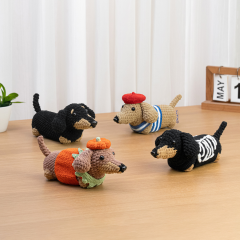 Dachshund Pumpkin Sweater Hat amigurumi pattern by The Loop Story