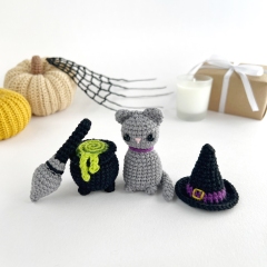 Halloween Cat Hat Cauldron Broom amigurumi pattern by AmiGuide