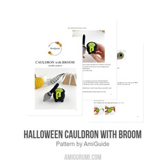 Halloween cauldron with broom amigurumi pattern by AmiGuide
