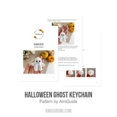 Halloween ghost keychain amigurumi pattern by AmiGuide