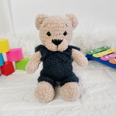 Plush Teddy Bear Hooded Overalls amigurumi pattern by EmmaS Dolls