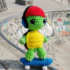 Skater Turtle Crochet Pattern PDF amigurumi pattern by EmmaS Dolls