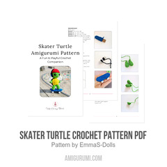 Skater Turtle Crochet Pattern PDF amigurumi pattern by EmmaS Dolls