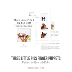 Three Little Pigs Finger Puppets amigurumi pattern by EmmaS Dolls
