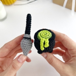 Halloween cauldron with broom