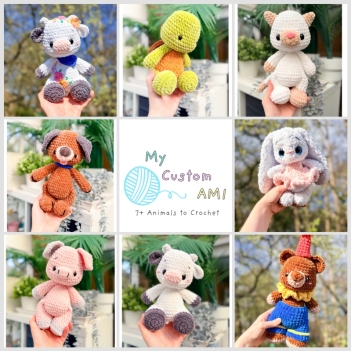 My Custom Ami, 7+ animals amigurumi pattern by Lex in Stitches