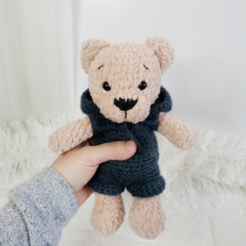 Plush Teddy Bear Hooded Overalls amigurumi pattern by EmmaS Dolls