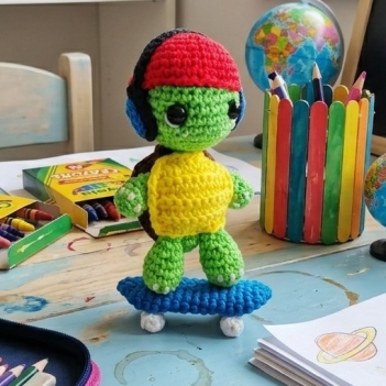 Skater Turtle Crochet Pattern PDF amigurumi pattern by EmmaS Dolls