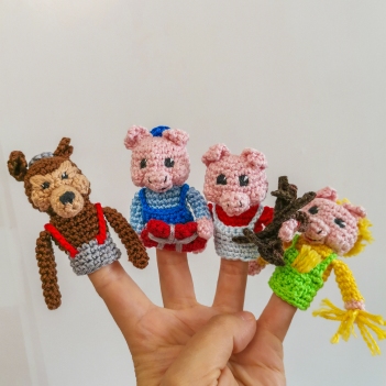 Three Little Pigs Finger Puppets amigurumi pattern by EmmaS Dolls
