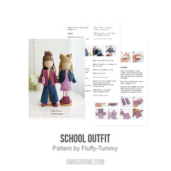School outfit amigurumi pattern by Fluffy Tummy