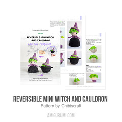 Reversible Mini Witch and Cauldron amigurumi pattern by Chibiscraft