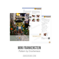 Mini Frankenstein amigurumi pattern by Crocheniacs