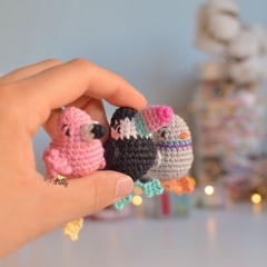 Mini flamingo, toucan and dove amigurumi by O Recuncho de Jei