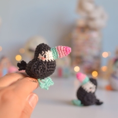 Mini flamingo, toucan and dove amigurumi pattern by O Recuncho de Jei