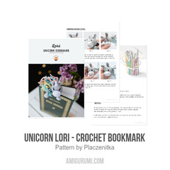 Unicorn Lori - crochet bookmark amigurumi pattern by Plączenitka