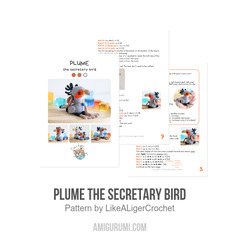 Plume the secretary bird amigurumi pattern by LikeALigerCrochet
