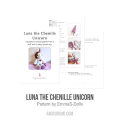 Luna the Chenille Unicorn amigurumi pattern by EmmaS Dolls