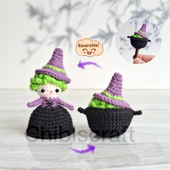 Reversible Mini Witch and Cauldron 