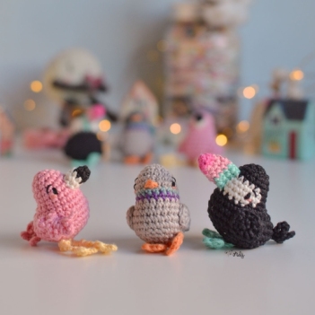Mini flamingo, toucan and dove amigurumi pattern by O Recuncho de Jei